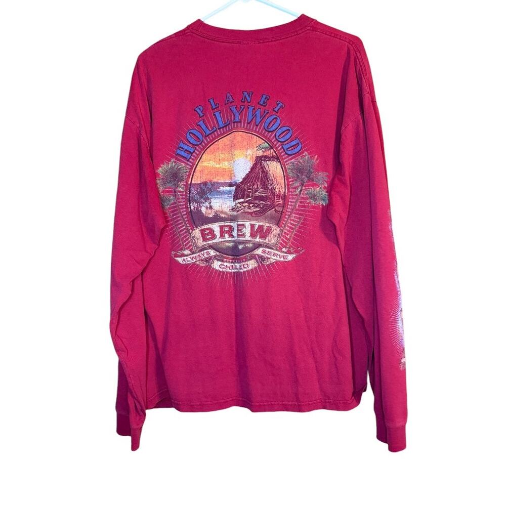 VINTAGE - Planet Hollywood Long Sleeve T-Shirt Red Size XL